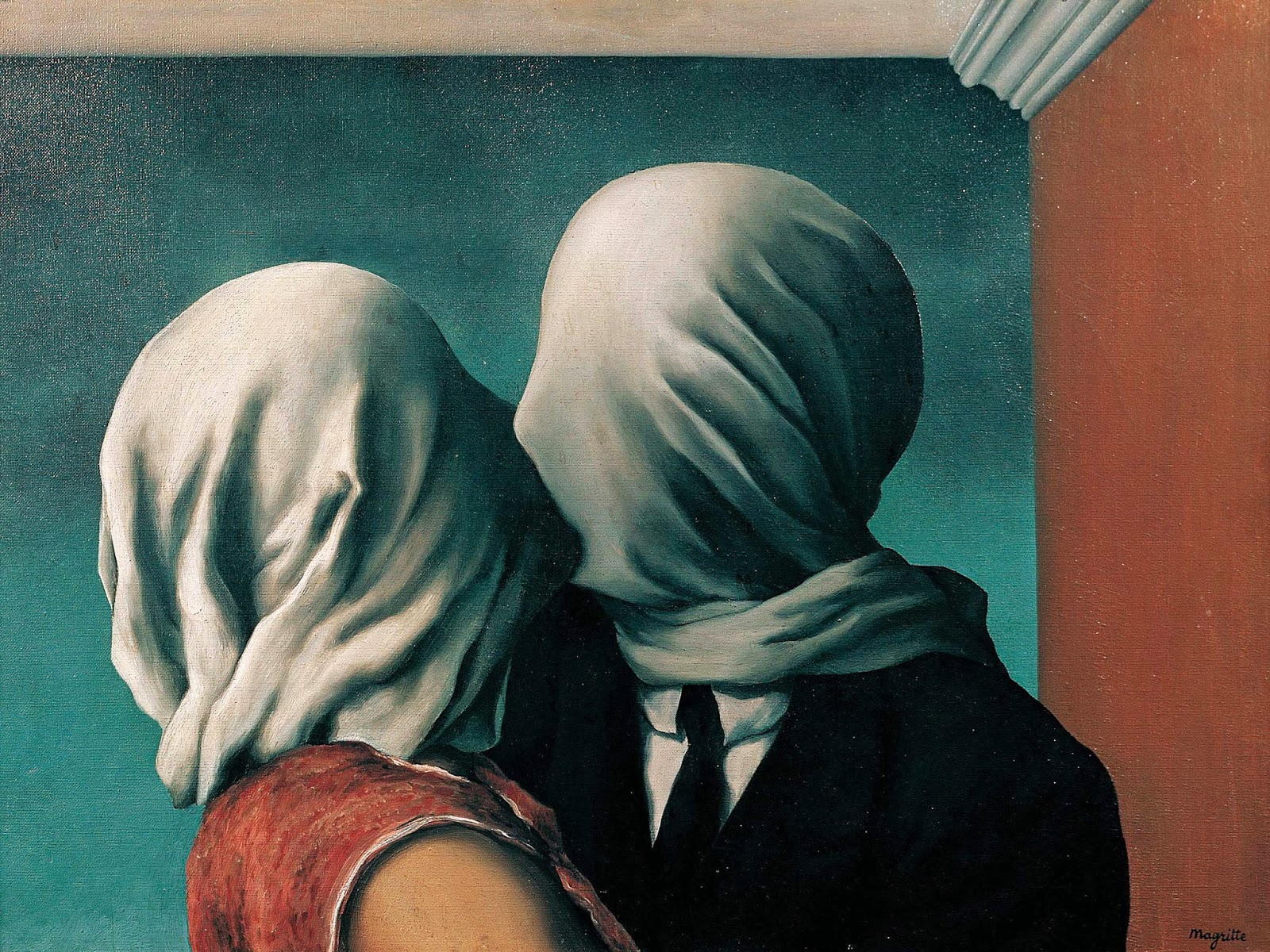 1928, "The lovers II" by ©Rene Magritte